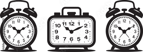 clock alarm illustrations side by side time comparison vector set