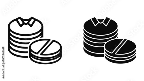 Stacked pills icon with split tablet illustration