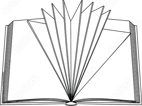 Open book with flipping pages illustration