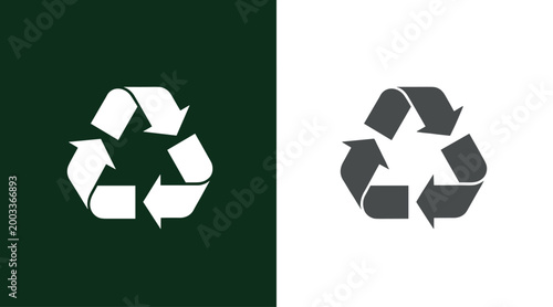 Dark and Light Recycling Symbols Set with Minimalist Design for Eco-Friendly Practices and Environmental Awareness