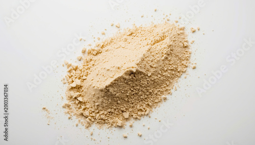   
Pile of fine beige powder isolated on white background culinary ingredient flour protein supplement spice illustration design
