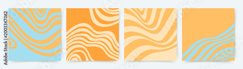 Set of summer backgrounds. Beach, sea, sun. Abstract design with wavy shapes and lines. Vector illustration for card, celebration, ads, branding, banner, cover, label, poster, sales, invitation