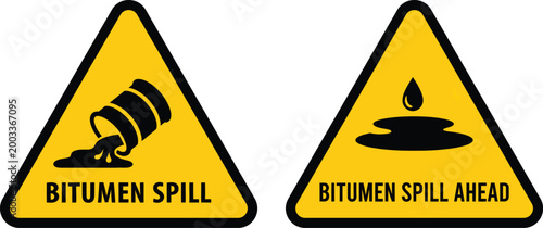 Bitumen spill warning signs vector