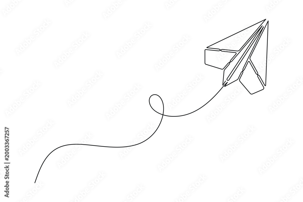 Obraz premium Paper airplane continuous line art icon simple minimalist outline illustration