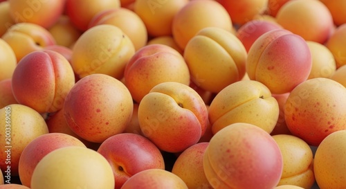 A vibrant pile of fresh apricots a close up view of summertime's sweet and juicy fruit