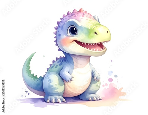 Whimsical Dino: A cute and colorful dinosaur with big, friendly eyes and a playful grin. It's a delightful illustration that captures the essence of imagination and childhood.
