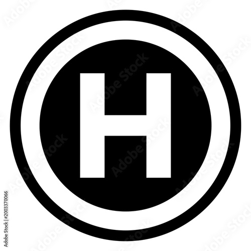 Black and white circular H logo icon