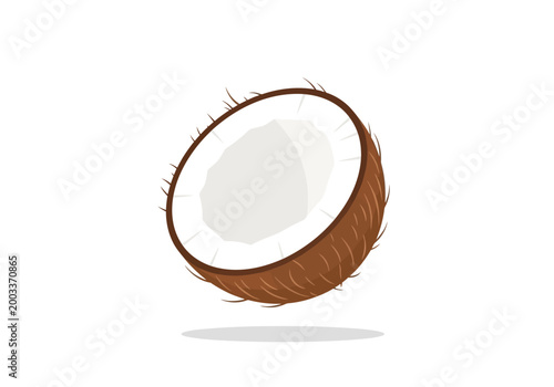 Half Coconut with White Flesh for Tropical Food Theme
