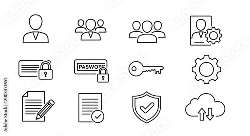 Collection of security and user management icons for digital interfaces.