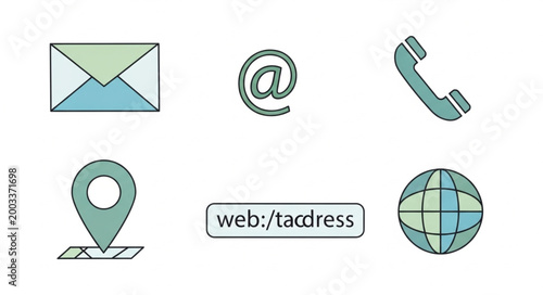Set of communication icons for contact information.