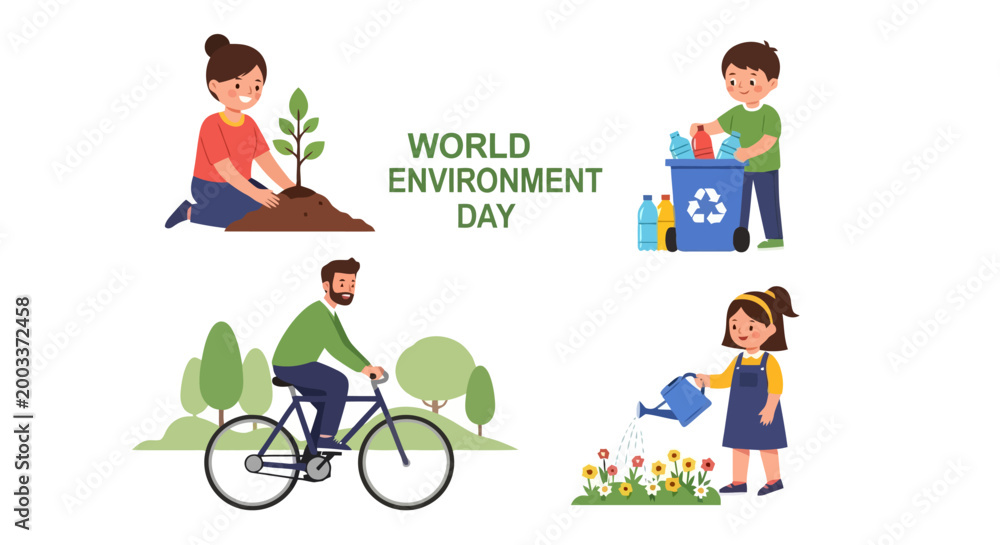 Fototapeta premium World Environment Day activities promoting sustainability and eco-friendly practices.