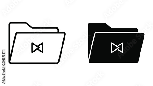Fotografia Modern folder icons with play button symbols in light and dark versions