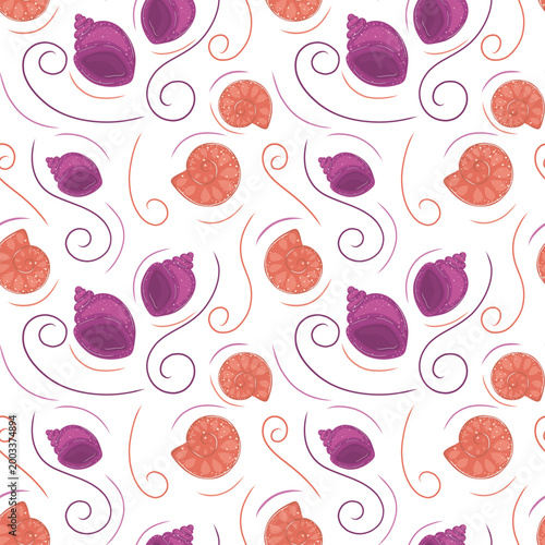 Seamless pattern featuring stylized seashells