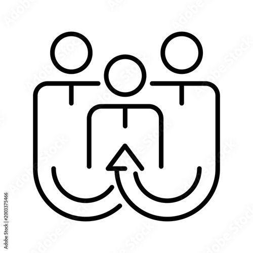 Employee selection icon. Business and recruitment line symbol. Black and white.