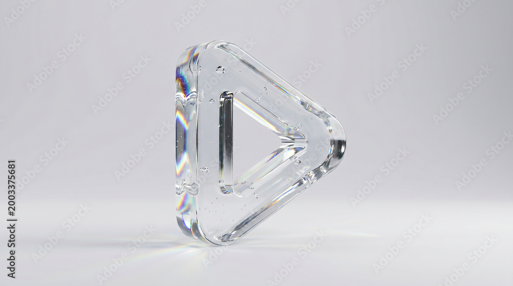 Fototapeta premium Large clear crystal triangular prism object.