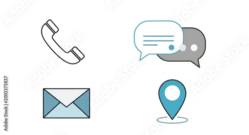 Free Download Four communication icons phone message envelope and location pin. - GFXLoad