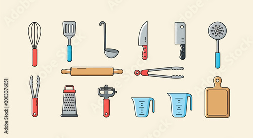 Kitchen utensils cooking tools illustration