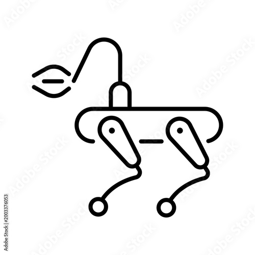 Robot dog icon. Technology and robotics line symbol. Black and white.