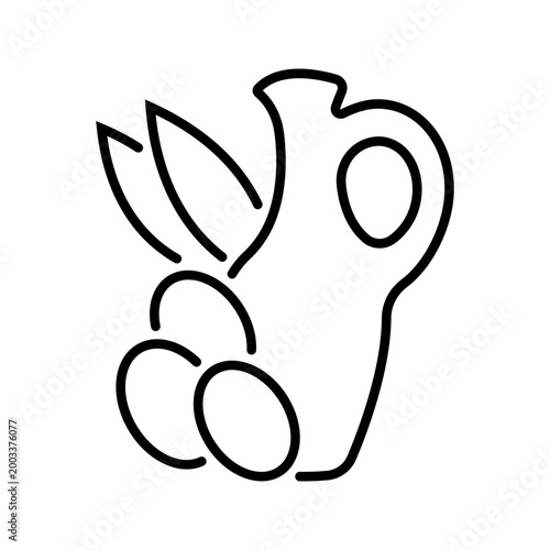 Rosehip oil icon. Beauty and skincare line symbol. Black and white.