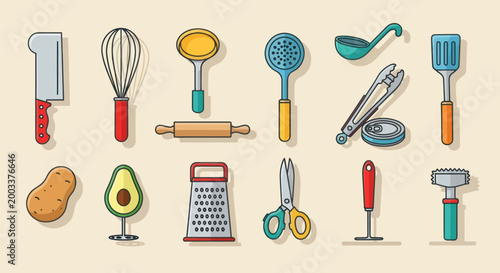 Kitchen utensils set illustration