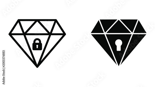 Canvastavla Secure diamond shape with lock icon symbol