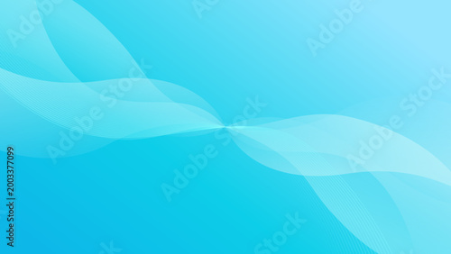 Transparent gradient waves and lines on turquoise background. Abstract wallpaper. Editable stroke