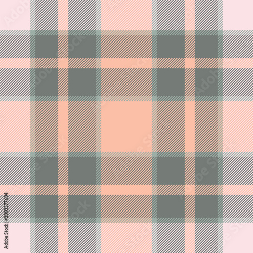 Striped seamless pattern fabric, commercial texture check tartan. Chinese new year vector textile plaid background in gray quill and orange colors.