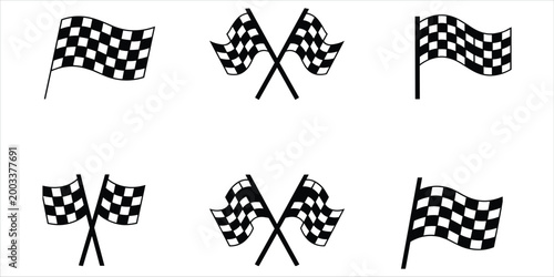 Set of Six Racing Checkered Flags for Finish Line and Competition untitled