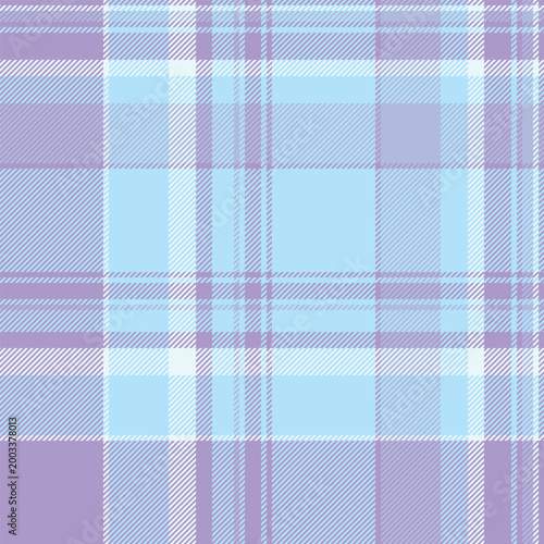 Christmas card background textile fabric, top plaid pattern texture. Scratched vector tartan check seamless in cyan and indigo colors.