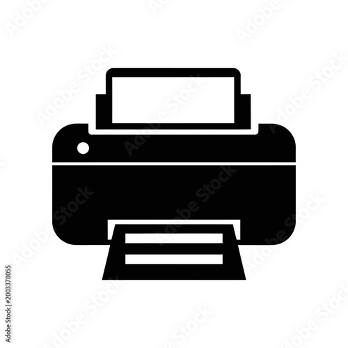 Black inkjet printer isolated on white background vector illustration