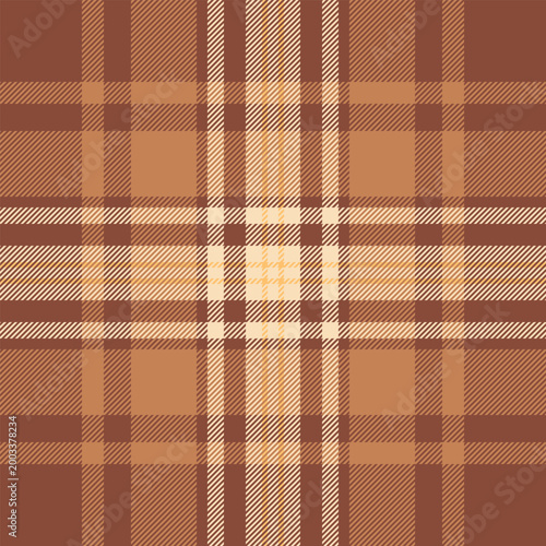 Preppy check background seamless, pink plaid pattern textile. Herringbone tartan texture vector fabric in red and orange colors.