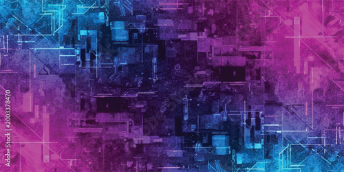 Abstract digital data network background with neon blue and pink geometric lines abstract technology geometric background connection futuristic communication information innovation structure