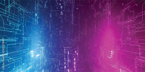 Abstract futuristic digital grid background in blue and pink neon colors with abstract technology background futuristic computing structure connection innovation communication intelligence
