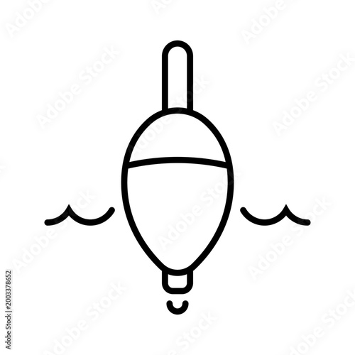 Fishing float icon. Sports and fishing line symbol. Black and white.