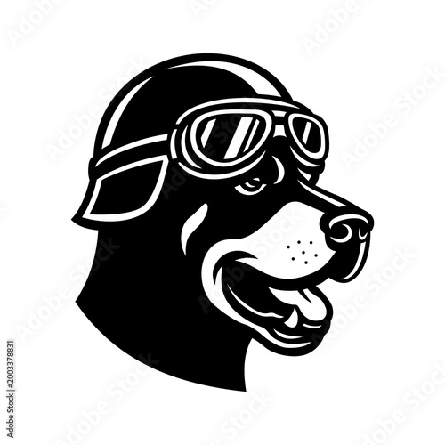 Vintage Dog Head with Helmet and Goggles Retro Tattoo Vector Art.ai