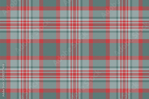 Girly plaid texture fabric, scrapbook background tartan seamless. Endless pattern check textile vector in pastel and red colors.