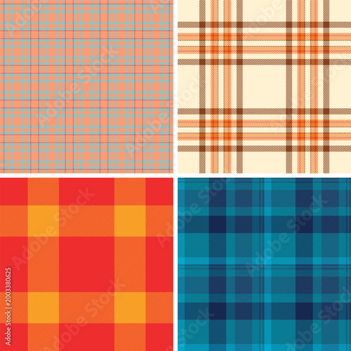 Plaid collection for family traditions and cozy living. Vector patterns suit home decor, blankets, pillows, scarves, and lifestyle projects.