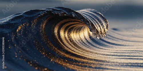 Golden ocean wave breaking at sunset with breaking splashing reflecting environment shoreline atlantic seascape serenity wilderness peaceful transparent