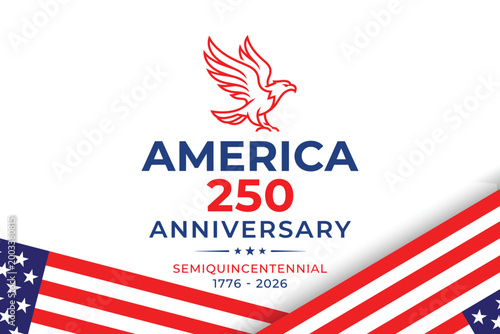 America 250 anniversary semiquincentennial logo with eagle and american flag elements
