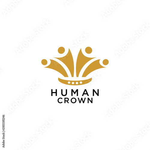Human Crown Logo Teamwork, leadership, success, unity, and achievement design