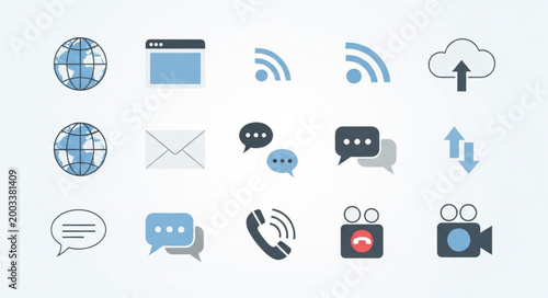Collection of communication and technology icons for digital use.