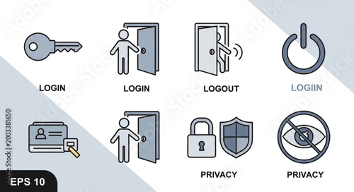 Collection of security and access icons for digital interfaces.