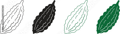 Bilde på lerret Bitter Gourd Outline Icon – Healthy Vegetable Line Vector
