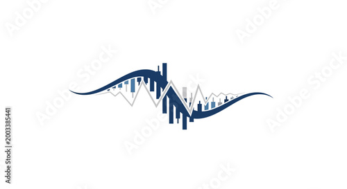 Graphic design of a blue waveform.