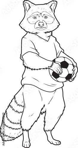 Raccoon Soccer player Soccer Sports Animal Vector Graphic Art Illustration