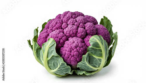 Fresh Purple Cauliflower Isolated on White Background — Vibrant Organic Vegetable Concept Representing Healthy Natural Food