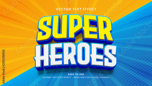 editable text effect super heroes 3d style premium vector