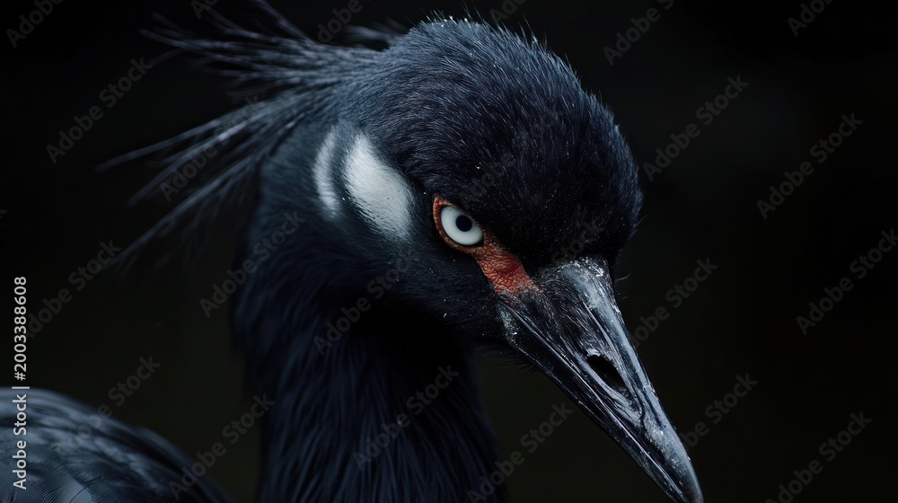 Naklejka premium Black Crane Close-up Portrait