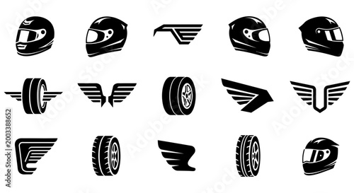 Collection of vector graphic elements for speed and racing sports
