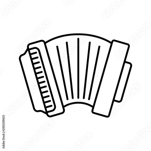 Accordion instrument icon. Music and folk instruments line symbol. Black and white.